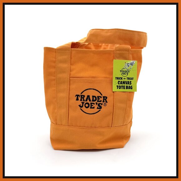 NWT Trader Joe’s Orange Trick or Treat Mini Canvas Tote Bag - Picture 2 of 2